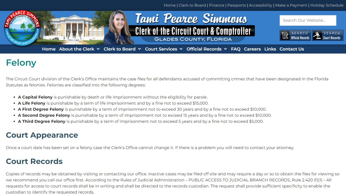Felony – Glades County Clerk of the Circuit Court & Comptroller